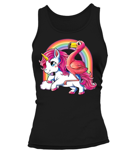 Pink Flamingo Unicorn T Shirt Bird Lovers Squad Rainbow Gift Tank top Woman