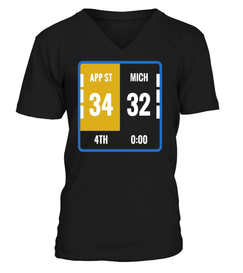 Appalachian Michigan Scoreboard Football V-Neck T-shirt
