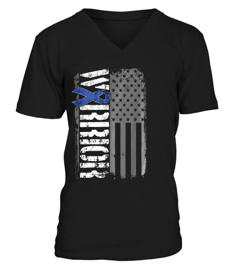 Colon Cancer Warrior Colorectal American Flag T-shirt V-Neck T-shirt