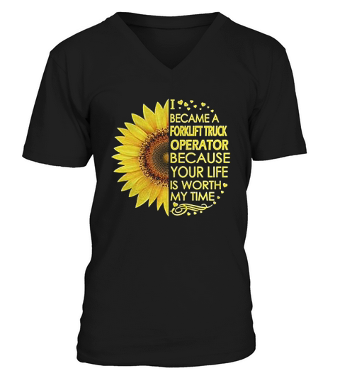 Forklift Truck Operator Sunflower V-Neck T-shirt