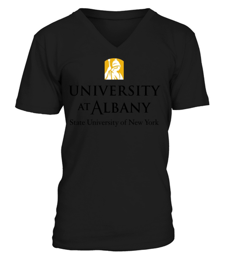 Simple Logo State University Of New York Albany V-Neck T-shirt