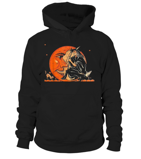 Great Vintage Witch And Moon Halloween Design Hoodie Unisex