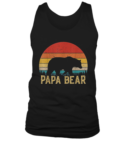 Retro Vintage Sunset Papa Bear Hiking Camping Gift Tank Top Unisex