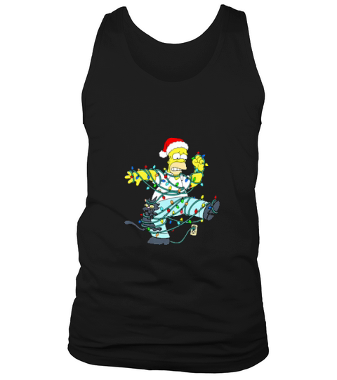 Simpsons Christmas Homer Simpson Tangled In A Garland Tank Top Unisex