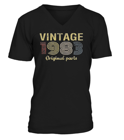 38th Birthday Gift  Retro Birthday  Vintage 1983 Original Parts V-Neck T-shirt