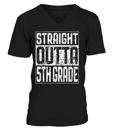 Straight Outta 5th Grade Fifth Grade Graduation Gift V-Neck T-shirt