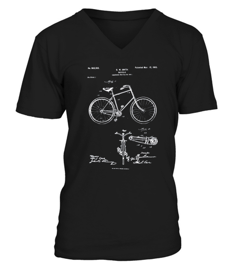 Vintage Patent Print 1900 Bicycle V-Neck T-shirt