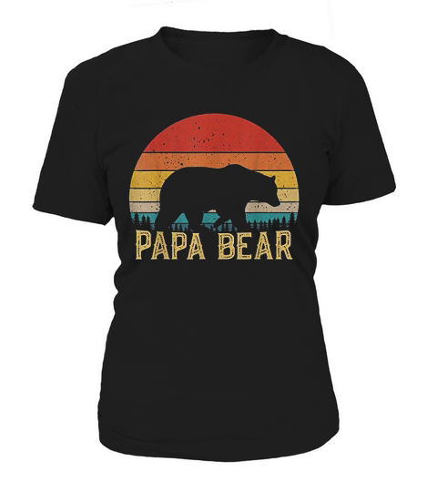 Retro Vintage Sunset Papa Bear Hiking Camping Gift Women's T-Shirt