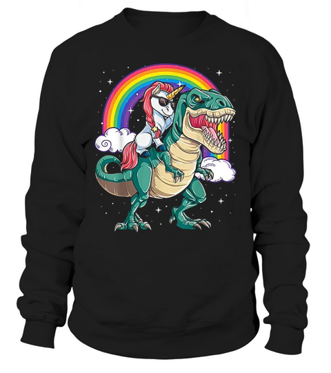 Unicorn Riding T Rex Dinosaur Sweatshirt Unisex