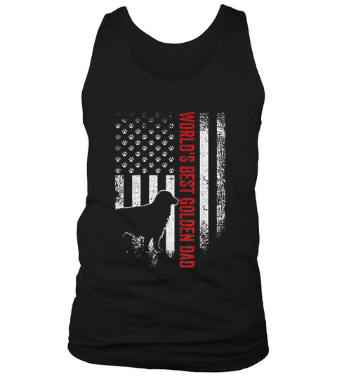 Vintage American Flag World Best Golden Retriever Dad Gift Tank Top Unisex