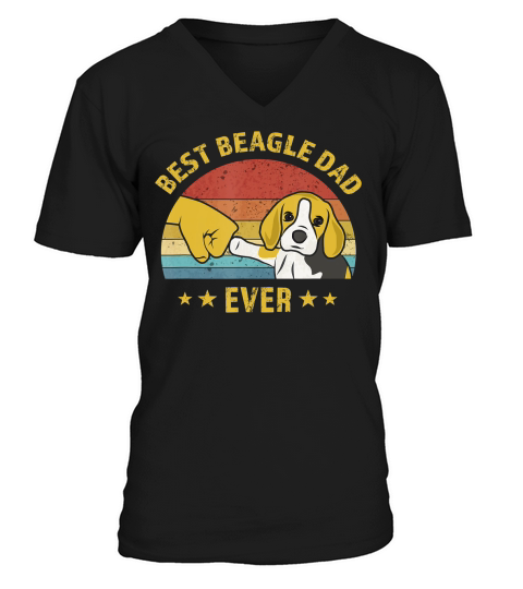 Mens Cute Best Beagle Dad Ever Retro Vintage Gift Puppy Lover T-Shirt V-Neck T-shirt