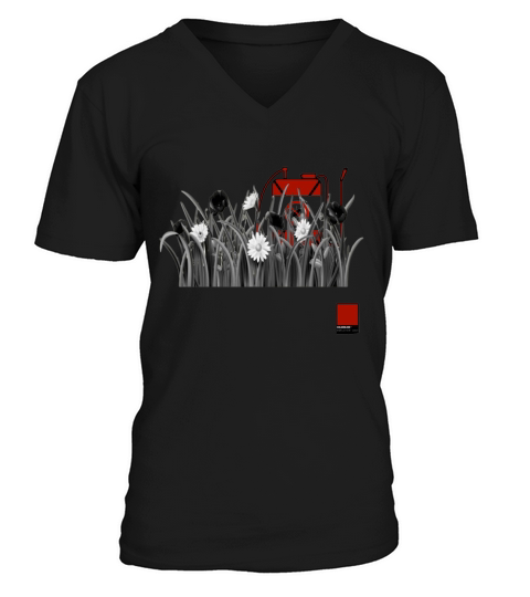 POPPY RED   full black by COLORBLIND WorldView V-Neck T-shirt