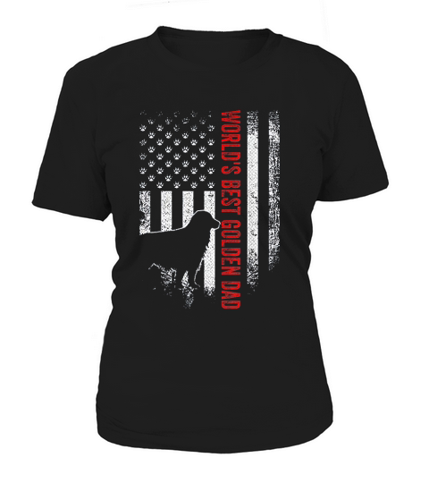 Vintage American Flag World Best Golden Retriever Dad Gift Women's T-Shirt