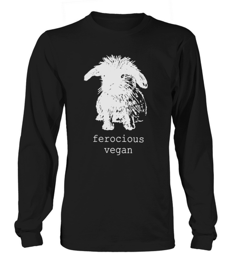 Original Ferocious Vegan bunny Tshirt  Womens Black pick your size  VeganPolice Long sleeved Unisex