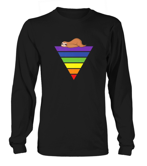 Sloth Gay Pride Lesbian Lgbt Triangle Rainbow Flag Tee Long sleeved Unisex