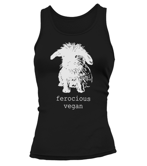 Original Ferocious Vegan bunny Tshirt  Womens Black pick your size  VeganPolice Tank top Woman
