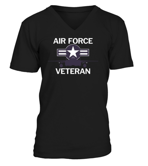 air force veteran with vintage roundel and jet V-Neck T-shirt