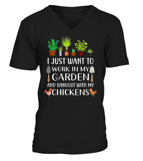 Chicken Lover Funny Gardening V-Neck T-shirt
