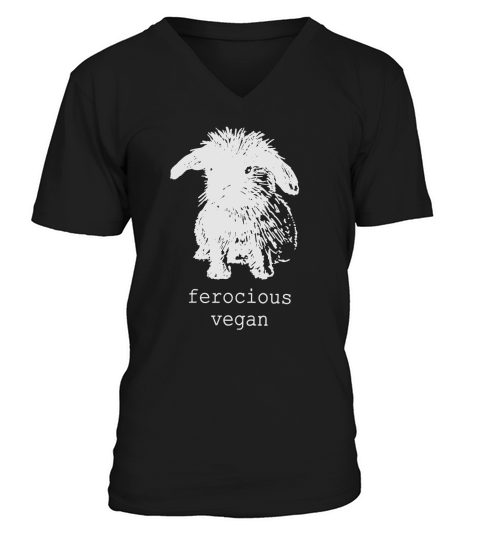 Original Ferocious Vegan bunny Tshirt  Womens Black pick your size  VeganPolice V-Neck T-shirt