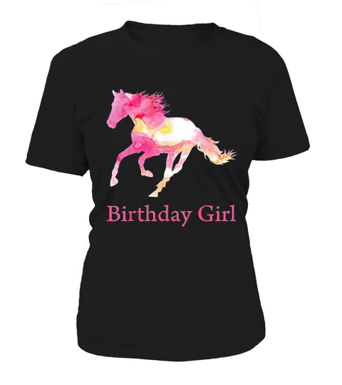 Birthday Pink Watercolor Horse Women's T-Shirt