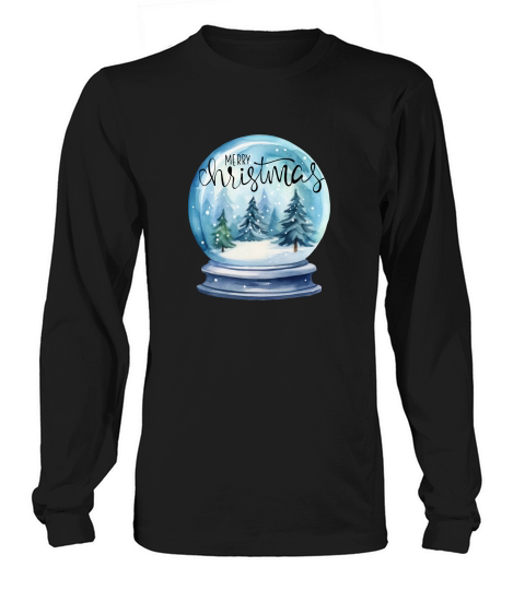 Merry Christmas Blue snowglobe Long sleeved Unisex