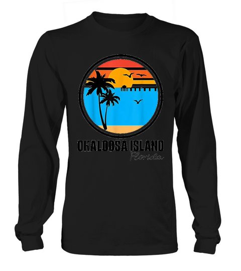 Okaloosa Island Florida Sunset Ocean Palm Tree Fishing Pier Long sleeved Unisex