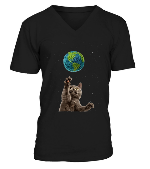 Awesome Cat Attack Real Yarn Earth - T-shirt V-Neck T-shirt