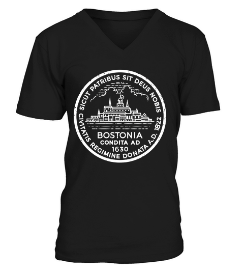 Boston City Seal Shirt Vintage Bostonia Tee V-Neck T-shirt