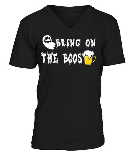 Bring On The Boos Funny Halloween Beer Wine Ghos V-Neck T-shirt