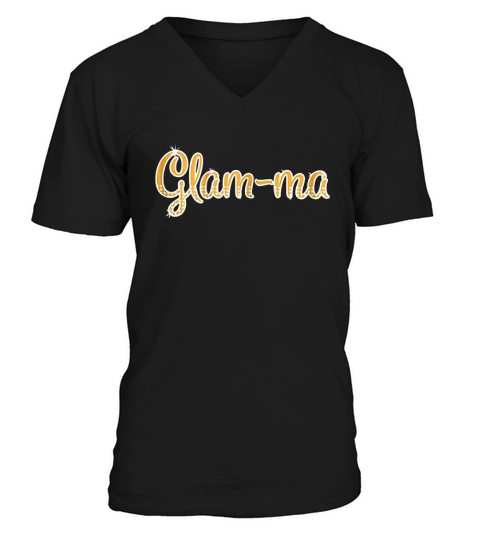 Glam-ma Funny Grandma Gold Color Bling V-Neck T-shirt