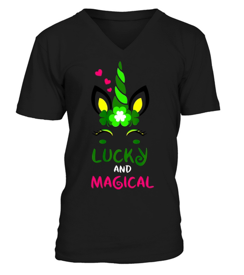 Lucky And Magical Unicorn Shamrock T-shirt V-Neck T-shirt