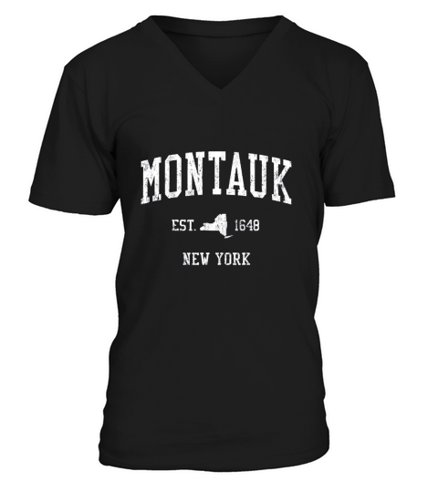 Montauk New York NY T-Shirt Vintage Sports Design Tee V-Neck T-shirt