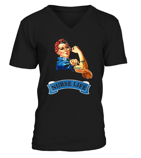 Rosie The Riveter Vintage Retro Nurse Life Rn Appreciation V-Neck T-shirt
