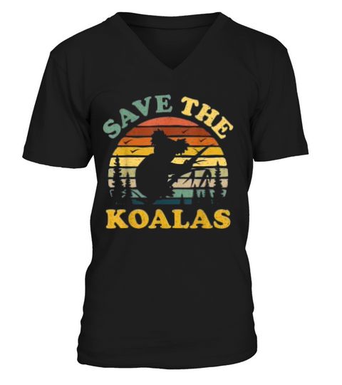 Save The Koala Vintage Retro Animal Lovers V-Neck T-shirt