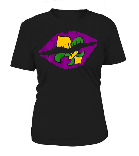 Mardi Gras Purple Lips Print Fleur De Lis Lip Women T-shirt Women's T-Shirt