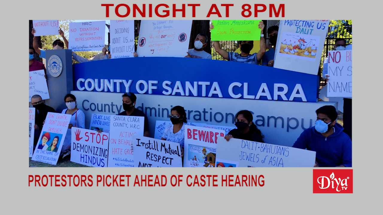 Protestors picket Santa Clara County  ahead of the caste hearing