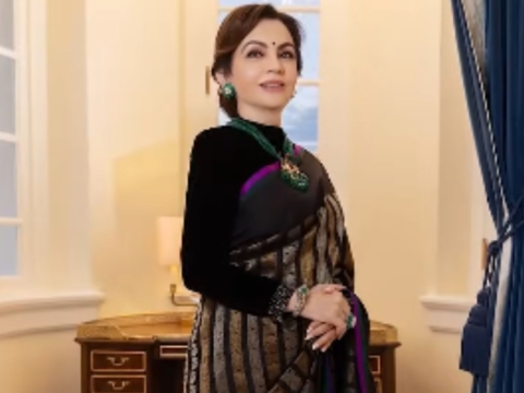 Nita Ambani wears custom Kanchipuram sari at Trump Inaugural Reception