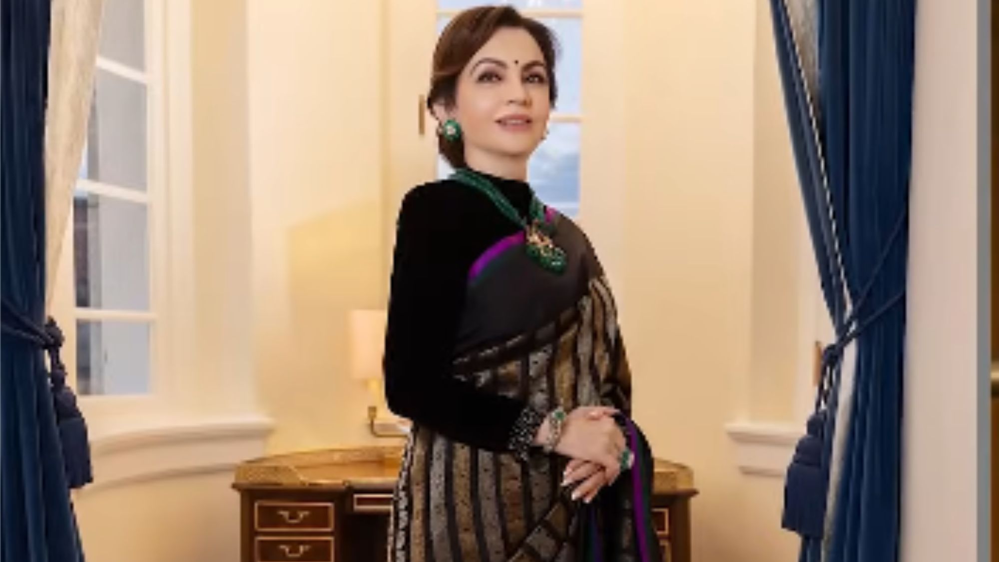 Nita Ambani wears custom Kanchipuram sari at Trump Inaugural Reception