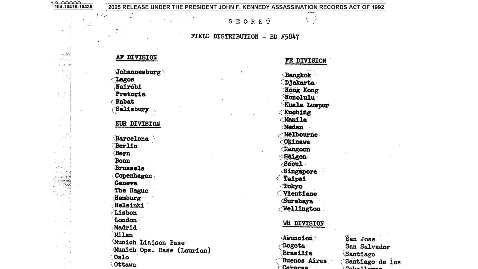 Declassified JFK files show the CIA's secret Cold War bases