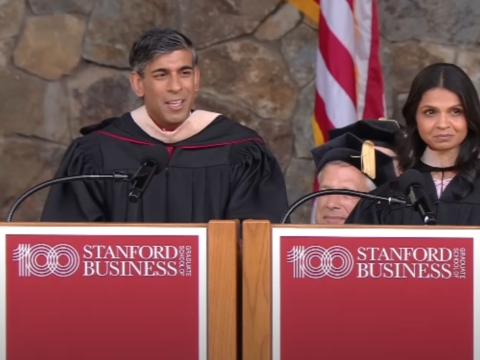Rishi Sunak and Akshata Murty talk dharma at Stanford Business School