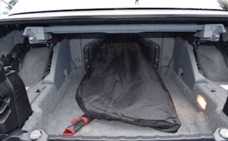 Bmw e93 3 series convertible wind deflector thru passageway trunk into backseat