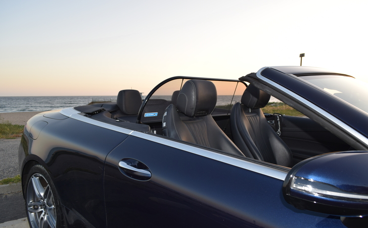 Ercedes e class convertible wind deflector by love the drive passanger front photo