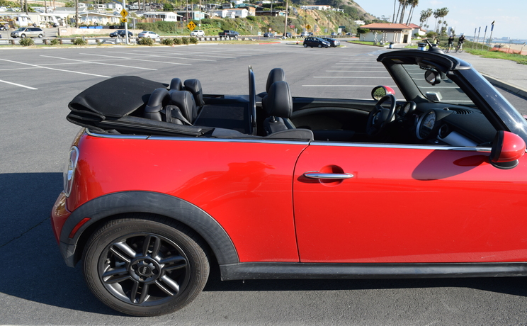Mini convertible wind deflector fits years from 2004 to 2015 passenger side view