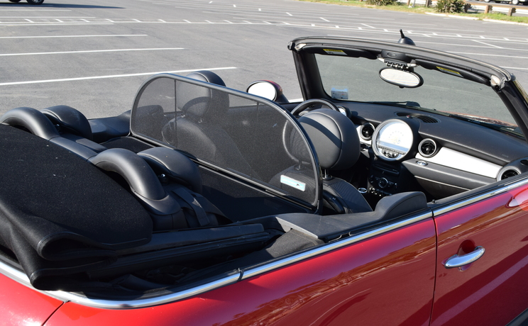 Mini convertible wind deflector fits years from 2004 to 2015 rear view passenger