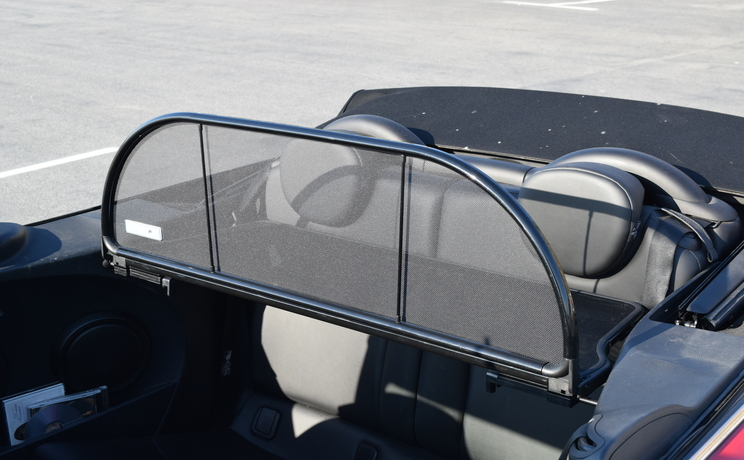 Mini convertible wind deflector fits years from 2004 to 2015 wind deflector close up view