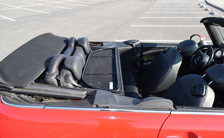 Mini convertible wind deflector fits years from 2004 to 2015 wind deflector folded down