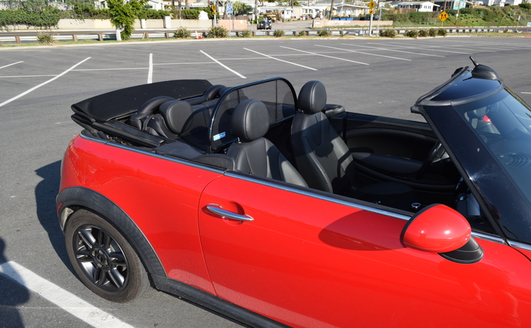 Mini convertible wind deflector fits years from 2004 to 2015 wind deflector passenger side view