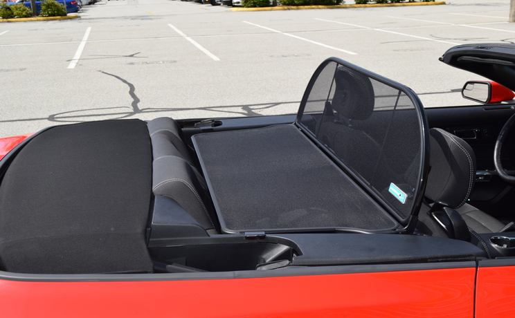 Mustang convertible wind deflector fits 2015 to 2023 photo passenger side view designed by love the drive
