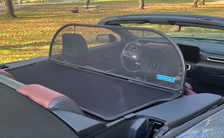 Wind deflector for mustang convertible from 2024 to 2030 passenger side photo by love the drive
