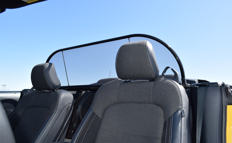 Mustang convertible wind deflector fits 2024 to 2030 thru the screen manufacturered by love the drive